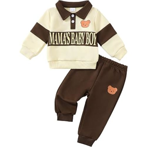 Toddler Baby Boy Clothes Lapel Sweatshirt Top + Pants Outfits Set