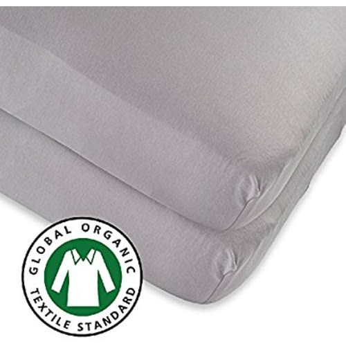 Organic crib sheet | Toddler Bed Sheet 2 Pack, 100% GOTS Certified Organic Jersey Cotton Knit Grey for Baby Girl or Baby Boy by Ely's & Co.
