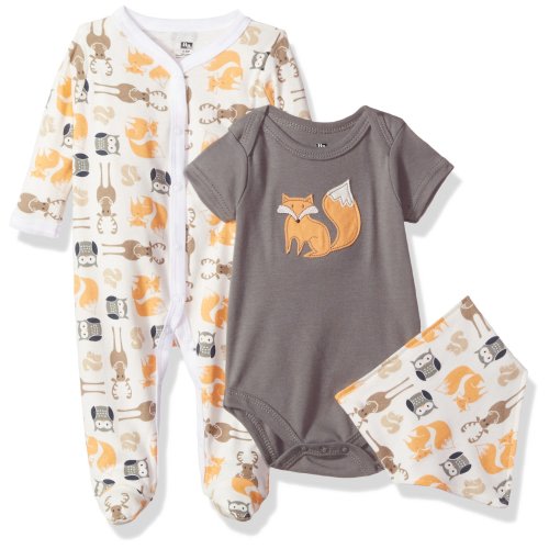 Hudson Baby Baby Multi Clothing Set, Woodland Creatures 3 Piece, 3-6 Months (6M)