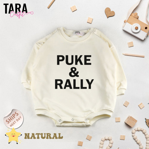 Puke & Rally Baby Bodysuit , Baby Shower Gift , Unisex Sweater, Funny Baby Bodysuit , cute Baby Romper , 2000420