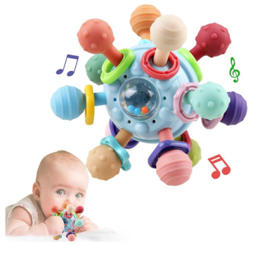 Baby Sensory Teething Toys - Baby Teether & Rattle - Gifts for Infant Newborn Boys Girls 0 3 6 9 12 18 Months - Toddler Montessori Educational Learning Toys