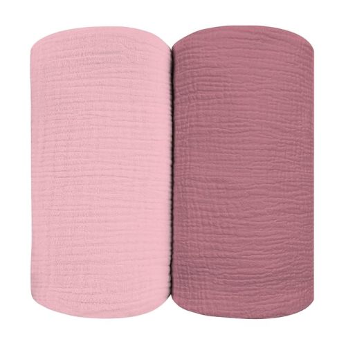 Muslin Swaddle Blankets for Baby Girl - 3 Pack 47x47 Inch Large Receiving Blankets, Soft Breathable Cotton Nursery Swaddles for Newborn, Infant & Todler, Pink