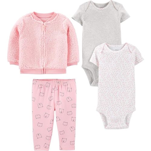0-3m / Simple Joys by Carter's baby-girls 4-piece Jacket, Pant, and Bodysuit Set