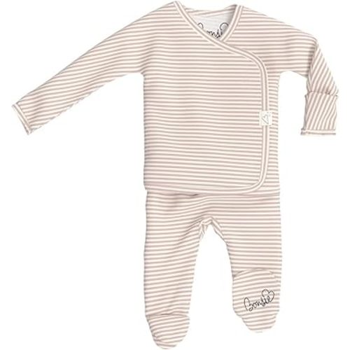 Bonsie Skin to Skin Babywear Footie Bodysuit - Baby Footed One Piece with Pink Striped Pattern - Berry Twist
