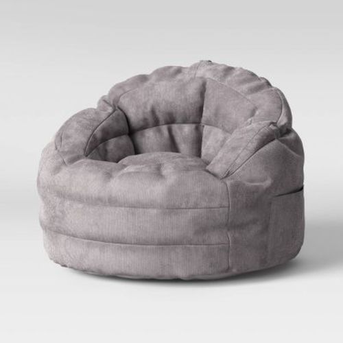 Settle In Kids' Bean Bag Chair Gray - Pillowfort™: Toddler Seat, Indoor Use, Polystyrene Beads, Handle & Pocket