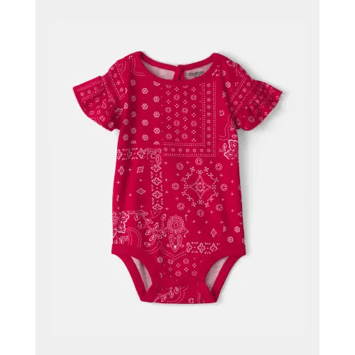 Baby Girl Ruffle-Sleeve Bandana Bodysuit - Red - OshKosh B'gosh | Carter's