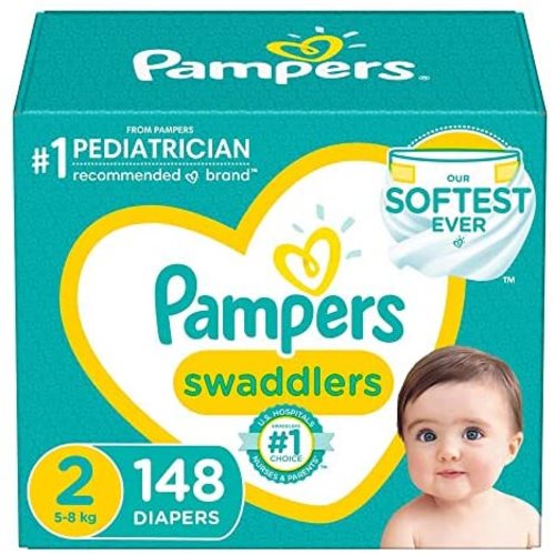 Diapers Size 2, 148 Count - Pampers Swaddlers Disposable Baby Diapers, Enormous Pack (Packaging May Vary)