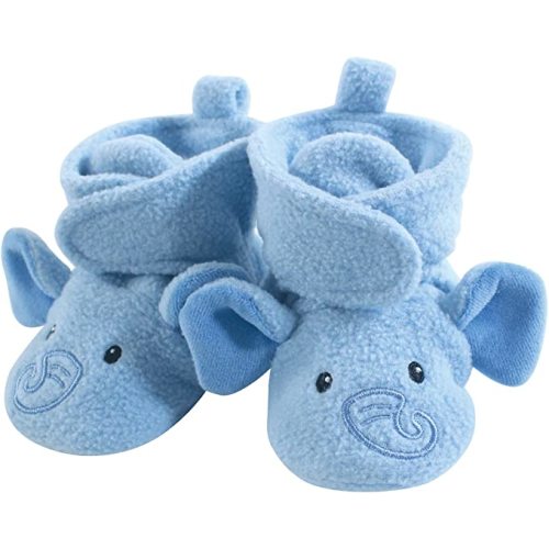 Hudson Baby Unisex Cozy Fleece Booties, Blue Elephant, 0-6 Months