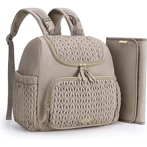 mommore Diaper Bag Small Diaper Backpack Stylish Baby Backpacks Travel Mini Maternity Bags with Insulated Pockets, Changing Pad, Stroller Straps