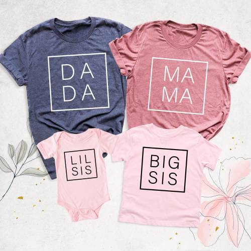 Matching Family Shirts, Dada Mama Shirt, Big Sis Lil Sis Tshirt, Mama Nana Mini Tee, Custom Family Outfit, Papa Baba Shirt, Baby Shower Gift