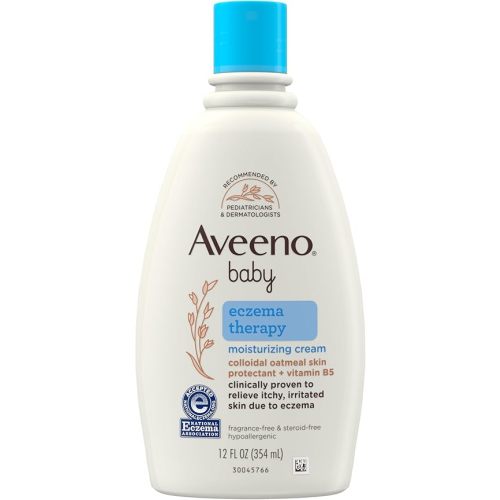 Aveeno Baby Eczema Therapy Moisturizing Cream, Natural Colloidal Oatmeal & Vitamin B5, Cream for Dry, Itchy, Irritated Skin Due to Eczema, Paraben- Steroid-Free, 12 fl. oz