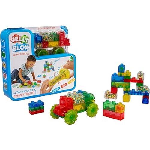 Goliath Jelly Blox Vrroom! Truck Kit | Includes 35 Blocks | Toddler & Preschool Building Blocks Kids Can Squeeze, Stretch, Squish | MESH ACCREDITED | Safety Tested Ouch-Free | Sensory Play Toy Ages 2+