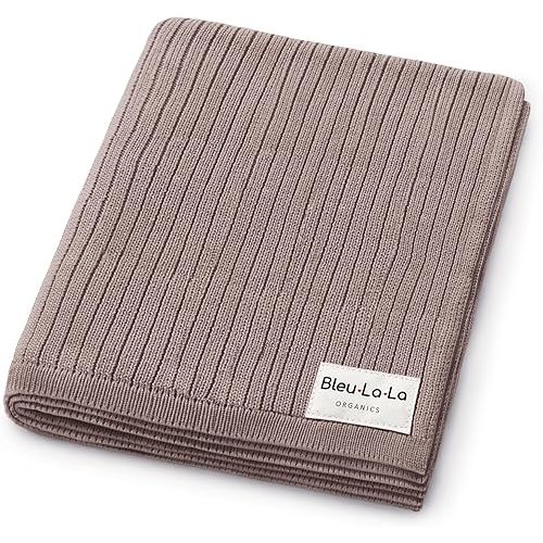 Organic Ribbed Swaddle Blanket for Boys & Girls - 100% Luxury Organic Soft Cotton Knit Warm Cozy Cuddle Stroller Crib Blanket for Newborns, Infants, & Toddlers (Milk Chocolate)