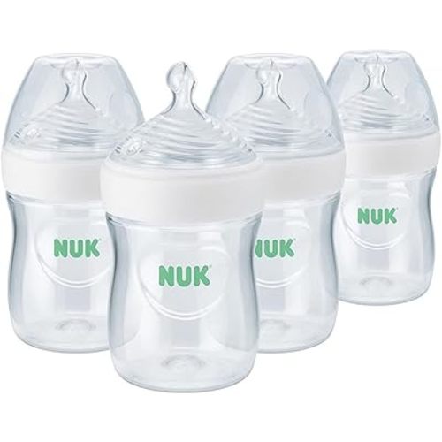 NUK Simply Natural Baby Bottle with SafeTemp, 5 oz, 4 Count