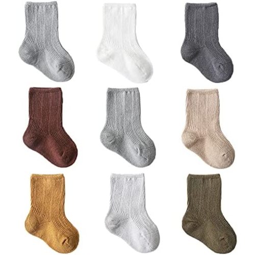 Newborn Cotton Crew Socks Unisex Baby Solid Color Sock Ankle Socks for Boy Girls Infant Toddlers