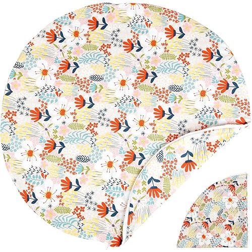 Cotton Newborn Lounger Cover, Removable Cover with Hidden Zipper Soft Baby Lounger Cover Round Lounger Slipcover for Infant Lounger Pillow (Only Cover) (Flower)