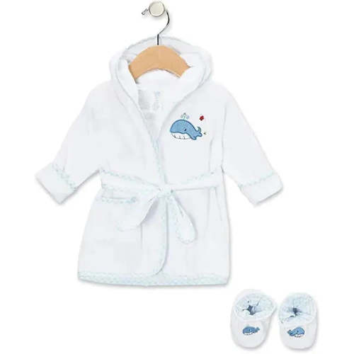 Spasilk - Terry Bathrobe Whale With Booties Blue