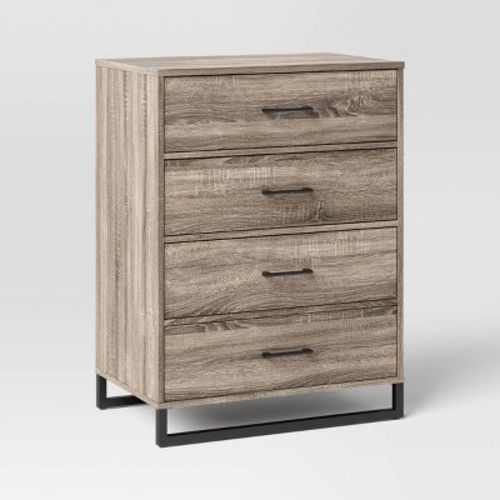 Mixed Material 4 Drawer Dresser Natural Wood - Room Essentials™: Mdf Frame, Spot Clean, Astm Compliant