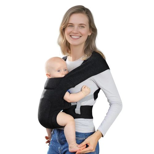 Newborn Carrier, Cozy Baby Carrier, Ergonomic Cross-Back Wrap, Hands-Free with Supportive Comfort, Deep Grey