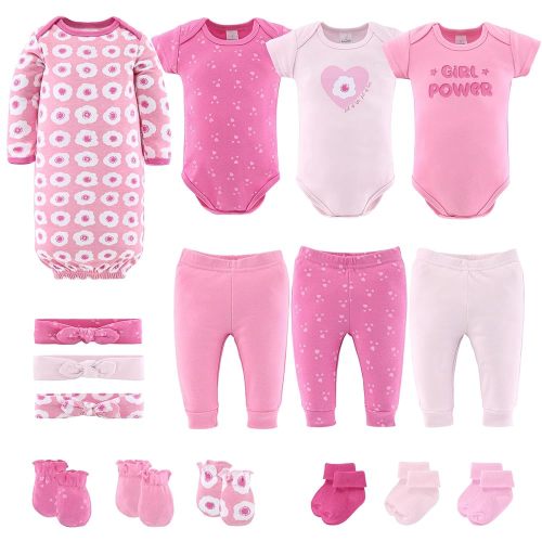 The Peanutshell Baby Girl Clothes & Essentials, Baby Layette Gift Set for Girls, Newborn Girl Gift Sets, Pretty in Pink