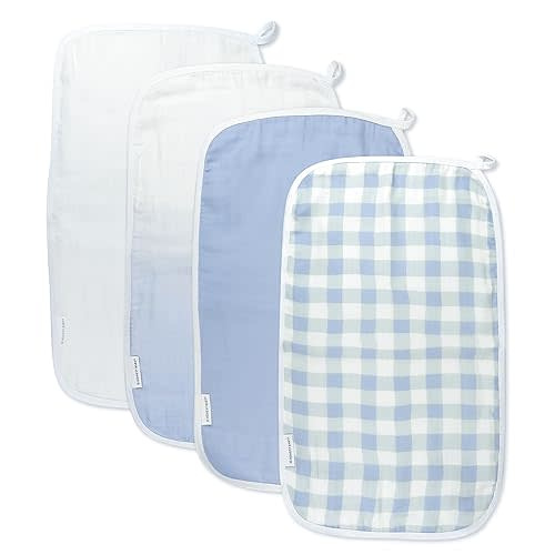 HonestBaby Unisex Baby Multipack Woven Burp Cloths Soft Absorbent Multi-Layered 100% Organic Cotton