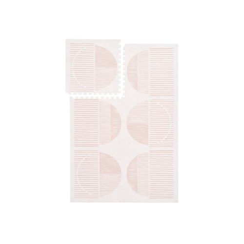 PopsyKosy Premium Baby Floor Play Mat - Thick & Cushioned 0.5 inch Playroom Foam Mat, Non-Toxic Odorless - 6 Tiles - Spacious 6x4 ft. - Stylish & Large, Waterproof for Kids & Toddlers - Cream Pink
