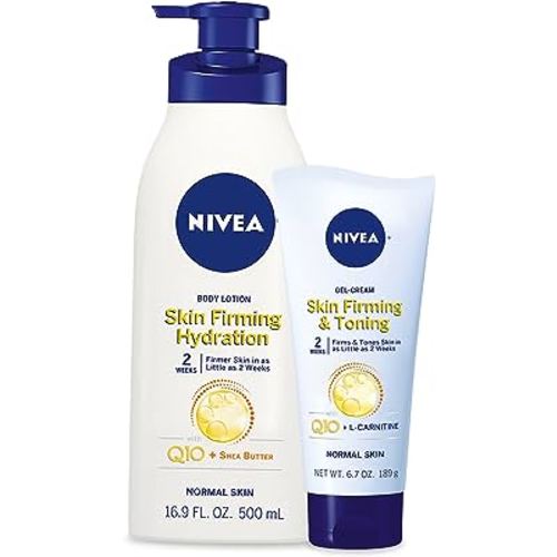 Nivea Skin Firming Body Lotion Variety Pack with 16.9 Fl Oz Hydrating Body Lotion and 6.7 Oz Skin Firming Gel Cream