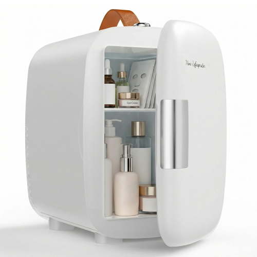 edx 4L Mini Fridge, Compact Refrigerator & Small Cosmetics Cooler for Skincare, Food, Drinks, White