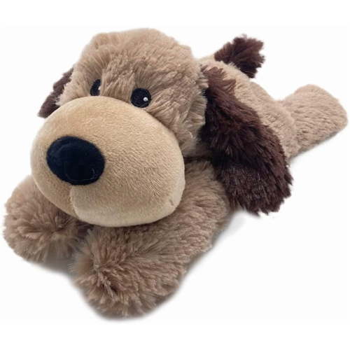 warmies Junior 9” Brown Dog Stuffed Animal, Microwavable Heated Plushies and Weighted Soft Plush Toys