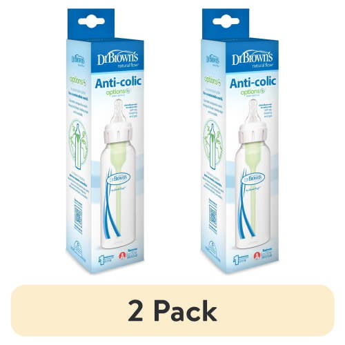 (2 pack) Dr. Brown's Natural Flow Anti-Colic Options+ Narrow Baby Bottle, 8oz, Slow Flow, 0m+, 1 Pack