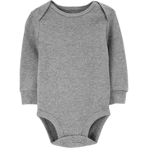 Simple Joys by Carter's Baby 4-pack Long-sleeve Thermal Bodysuit - 0-3 Months - Beige/Dark Grey/Grey/Ivory