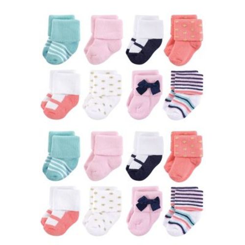 Little Treasure Cotton Rich Terry Socks 16-Pack, Coral Sparkle, 0-6 Months