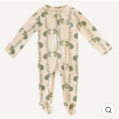long sleeve zipper footie | garden frog | viscose from bamboo