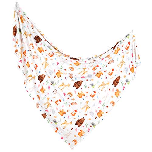 ADDISON BELLE Swaddle Blanket Viscose Bamboo Soft Baby Blanket Stretchy Newborn Wrap Gender Neutral 47' x 47' (Woodland Animals Print)