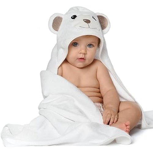 MINIBOO Hooded Baby Towels for Newborn - Super Soft Baby Bath Towels with Hood, Highly Absorbent Viscose Made from Bamboo Hooded Towel for Infant, Toddler and Kids, Baby Essentials