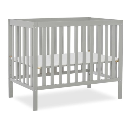 Dream On Me Edgewood 4-in-1 Convertible Mini Baby Crib in Grey GreenGuard Gold & JPMA, Non-Toxic, Compact 40×25×33″ Design, Converts to Mini Daybed & Twin Bed (Rails to Buy) 1″ Mattress Pad