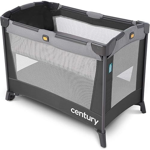 Century Travel On 2-in-1 Compact Playard with Bassinet, Playpen with Sheet Included, Metro