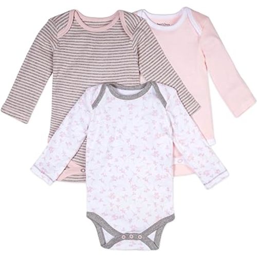 Burt's Bees Baby Bodysuits, 3-Pack Long & Short-Sleeve One-Piece, 100% Organic Cotton