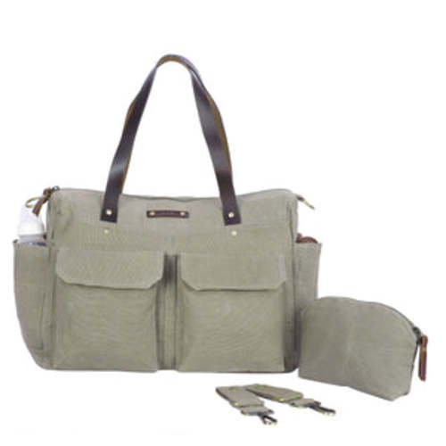 Pipa Crossbody Diaper Bag Tote in Khaki for Twins & Multiple Babies - Carry Goods Co.