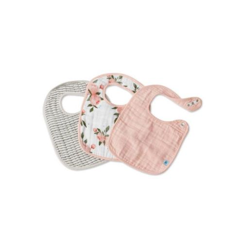 Little Unicorn Cotton Muslin Classic Bib Set - 3pk - Watercolor Roses: 12x0.1 in, Cotton Material