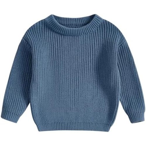 Karwuiio Toddler Baby Girl Boy Knit Sweater Round Neck Long Sleeve Pullover Sweatshirt Fall Winter Clothes