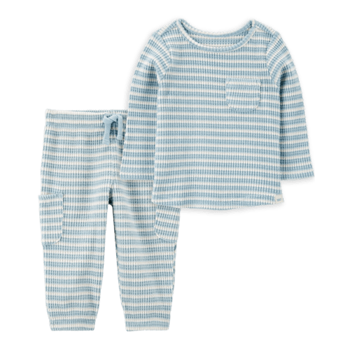 Baby 2-Piece Striped Thermal Long-Sleeve Tee & Pull-On Pants Set | Carter's