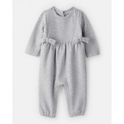 Baby Girl DayDream Fleece Bow Glitter Long-Sleeve Jumpsuit - Grey - (3M)
