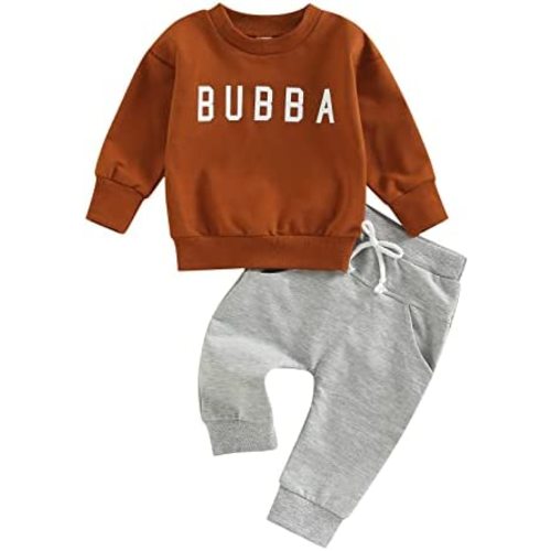 Newborn Baby Boy Fall Clothes Long Sleeve Round Neck Letter Print Sweatshirt Top Long Pants Cute Toddler Winter Outfits