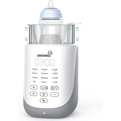 GROWNSY Bottle Warmer, 10-in-1 Fast Baby Bottle Warmer with Night Light for Breastmilk&Formula, Parent's Choice Milk Warmer with Innovative Auto-Lift Feature, Smart Accurate Control, Memory Function