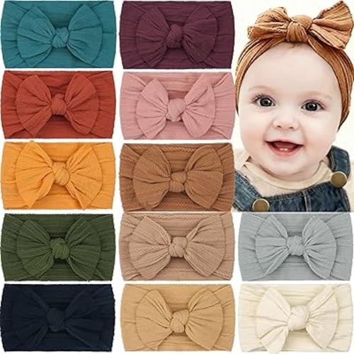 CÉLLOT Super Stretchy Soft Knot Headbands with Hair Bows Head Wrap Hair Accessories For Newborn Baby Girls Infant Toddlers Kids