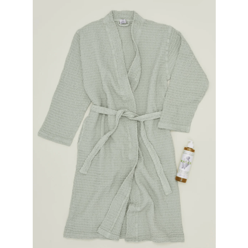 Simple Waffle Bathrobe - Sage