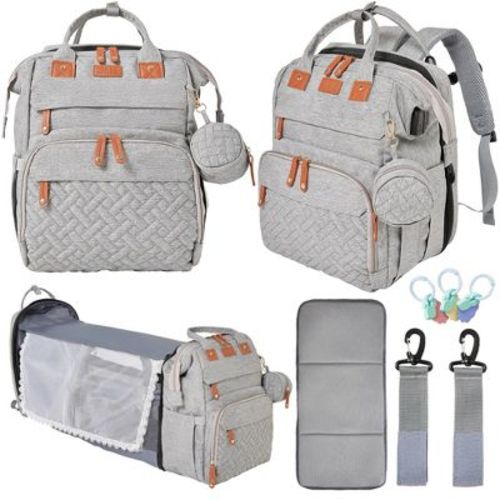 Narwey Diaper Bag Backpack, Diaper Bag with Baby Changing Station, Large Travel Diaper Bag, Mosquito Net