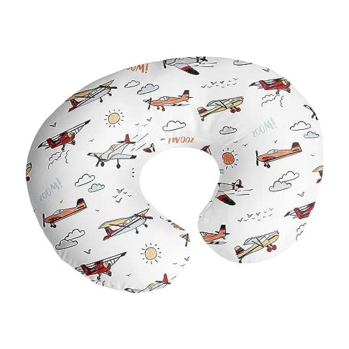 Sweet Jojo Designs Vintage Airplane Boy Nursing Pillow Cover Baby Breastfeeding Slipcover Infant Newborn Nursery Bottle Breast Feeding Pillowcase(Pillow NOT Included) - Airplanes Transportation Clouds
