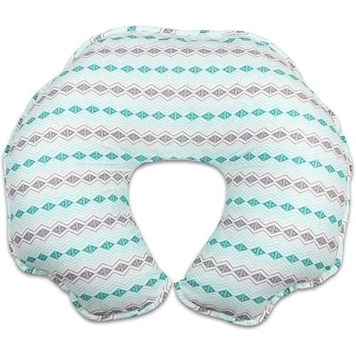 The Peanutshell Extra-Large Nursing Pillow Cover, Grey and Green Geometric
